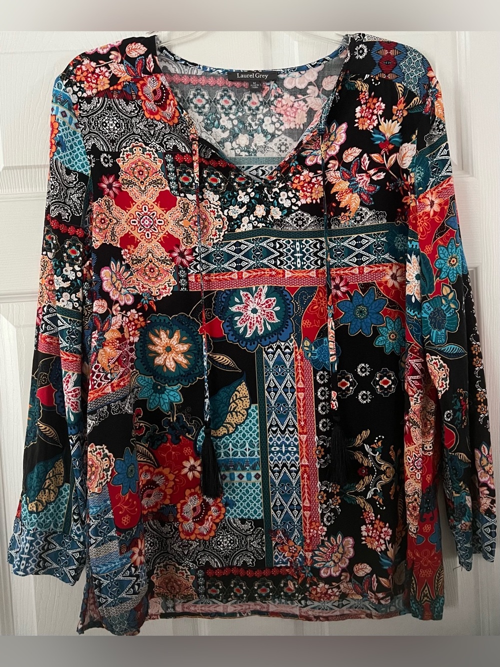 Laurel Grey Boho Tassel Shirt - Picture 2 of 8